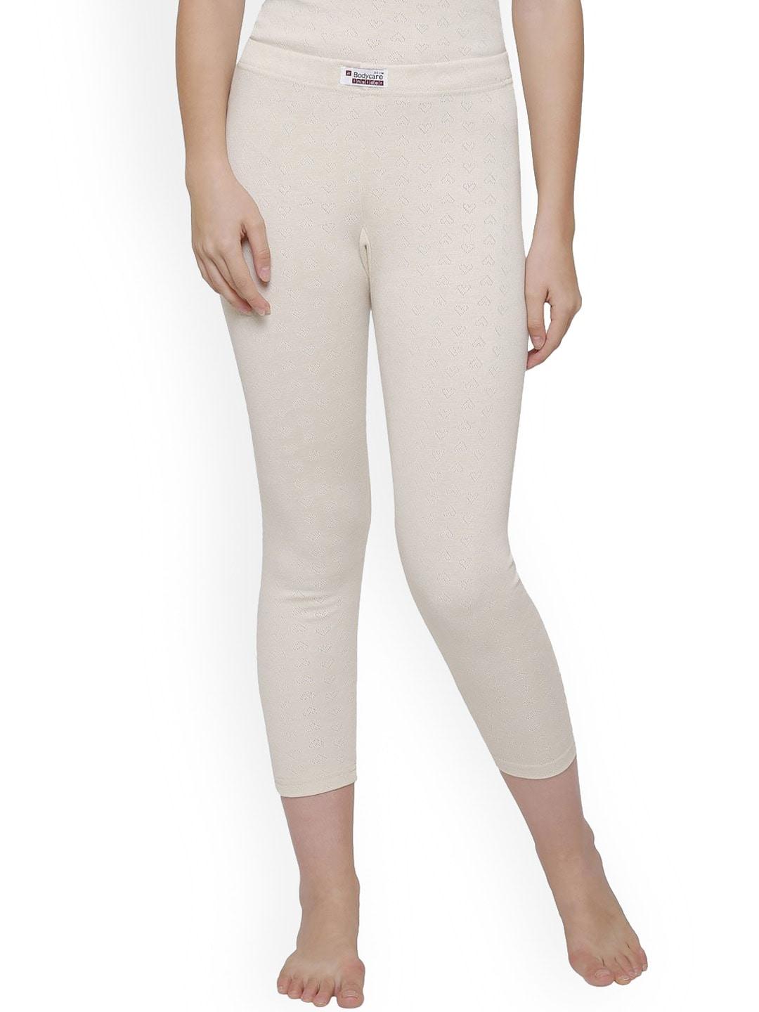 bodycare insider women beige solid cotton skin-fit thermal bottoms