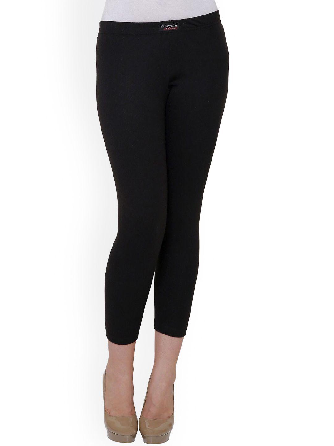 bodycare insider women black solid cotton thermal bottoms