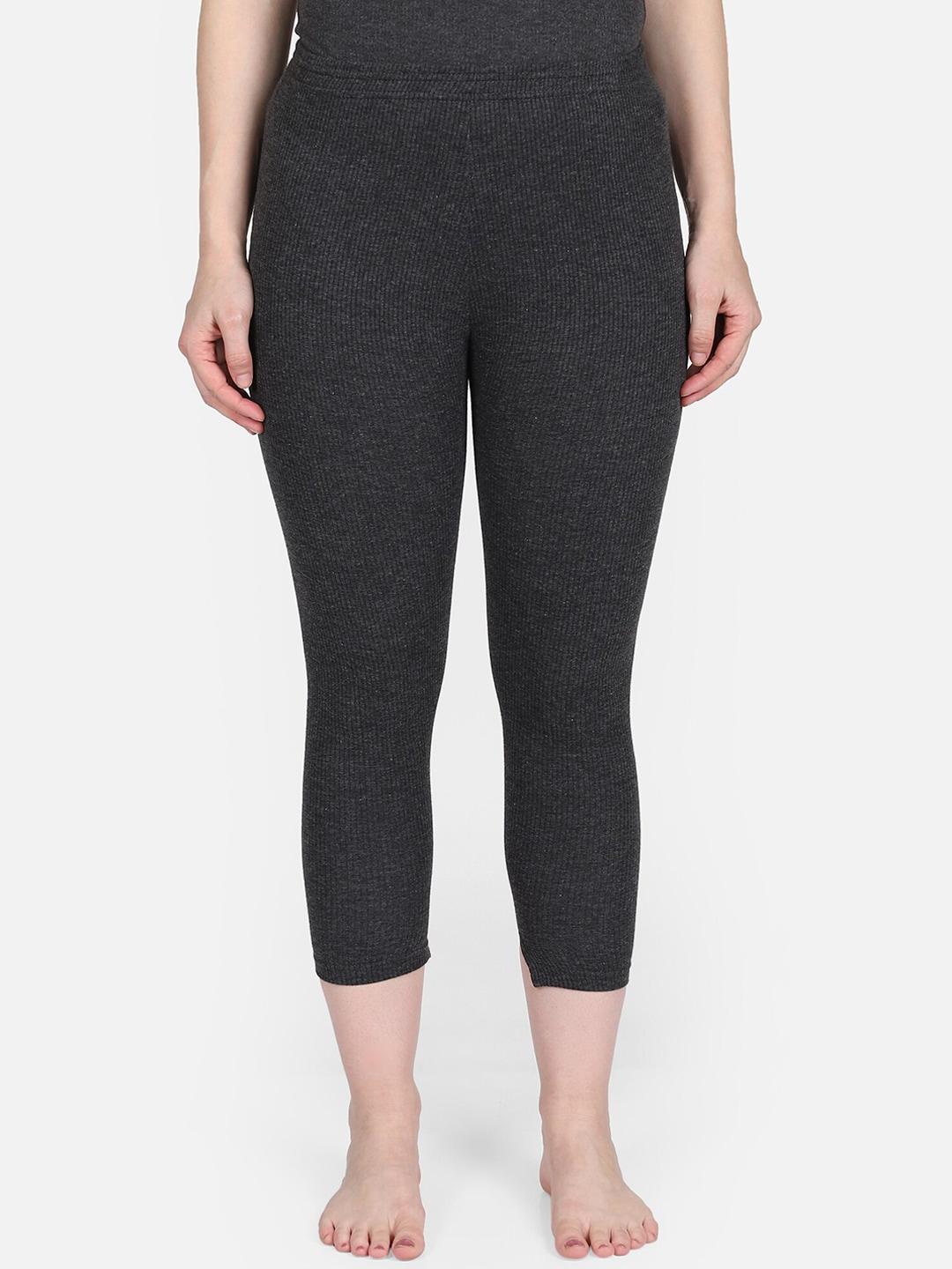 bodycare insider women charcoal-grey solid thermal bottoms
