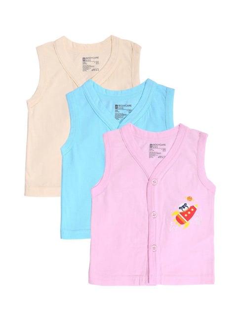 bodycare kids assorted solid vest (pack of 3)