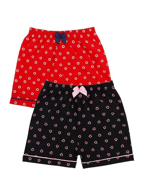 bodycare kids black & red printed shorts (pack of 2)