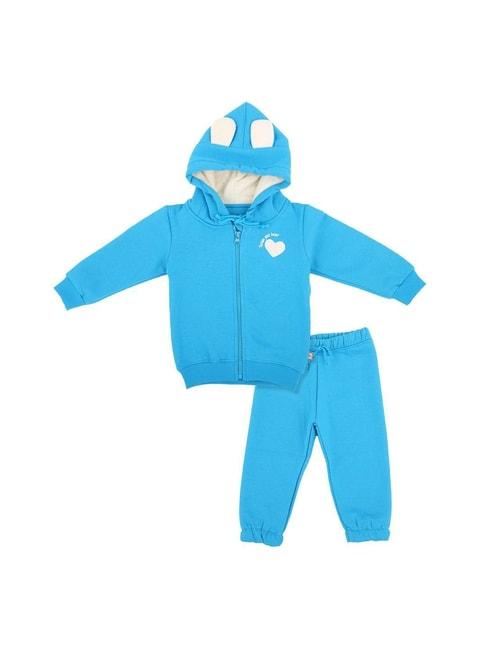 bodycare kids blue solid full sleeves sweatshirt with trackpants