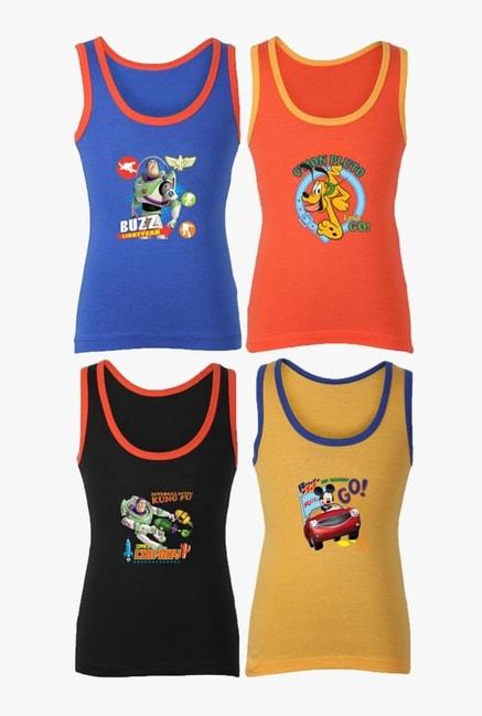 bodycare kids blue, orange, red & yellow vests (pack of 4)