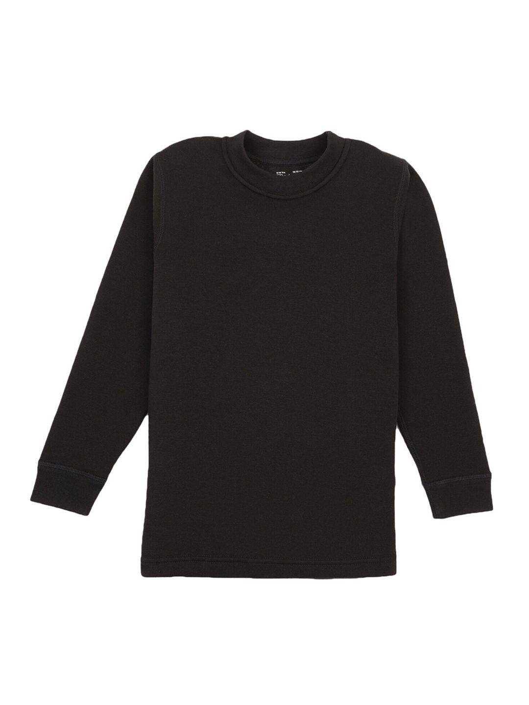 bodycare kids boys black solid cotton thermal top