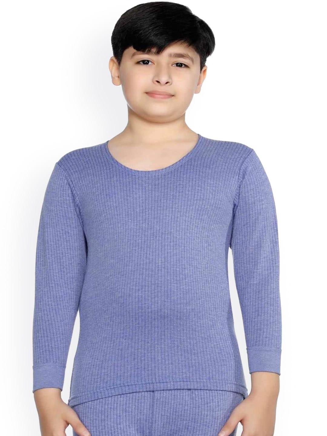 bodycare kids boys blue solid cotton thermal tops