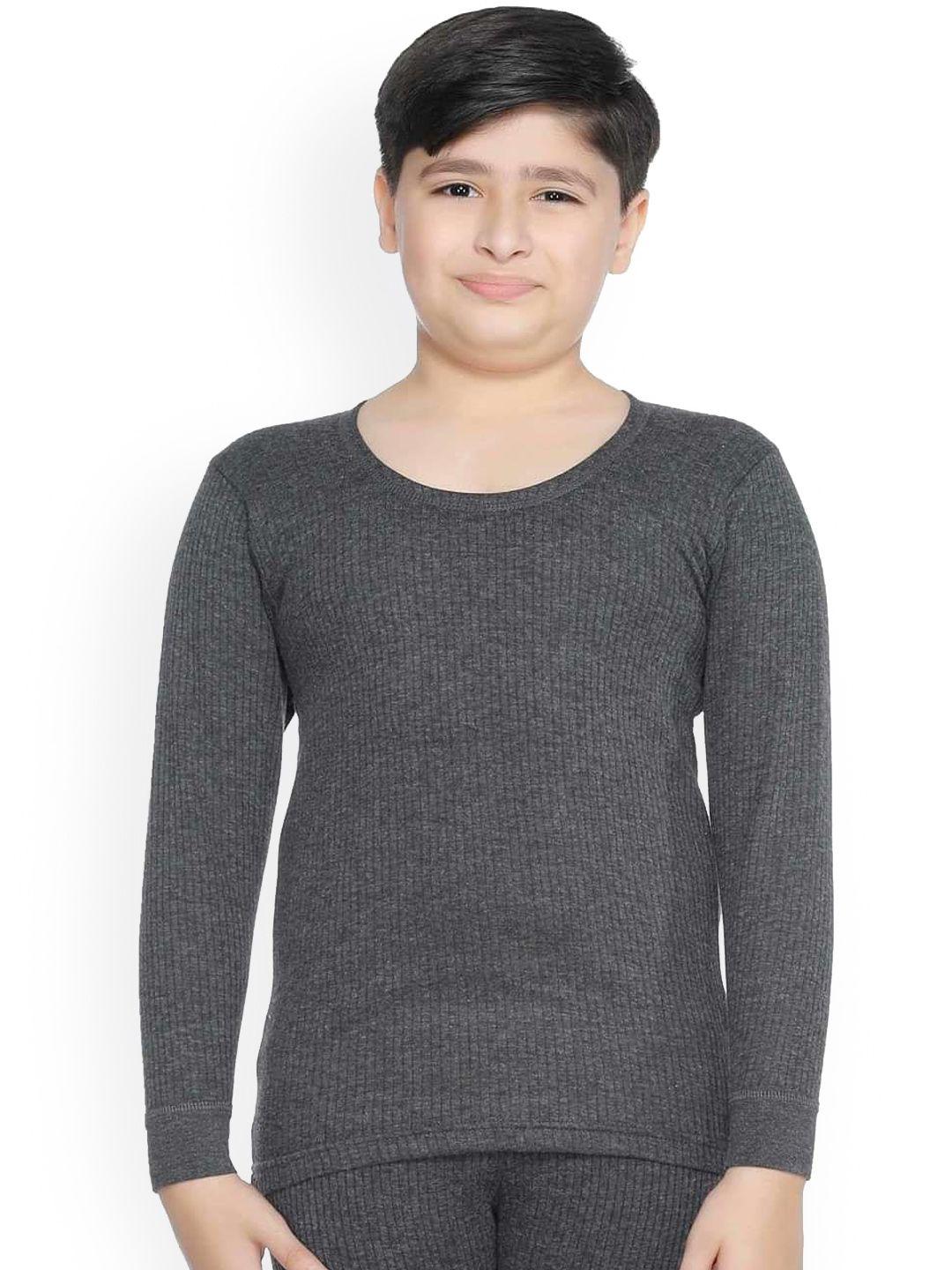 bodycare kids boys grey solid cotton thermal tops