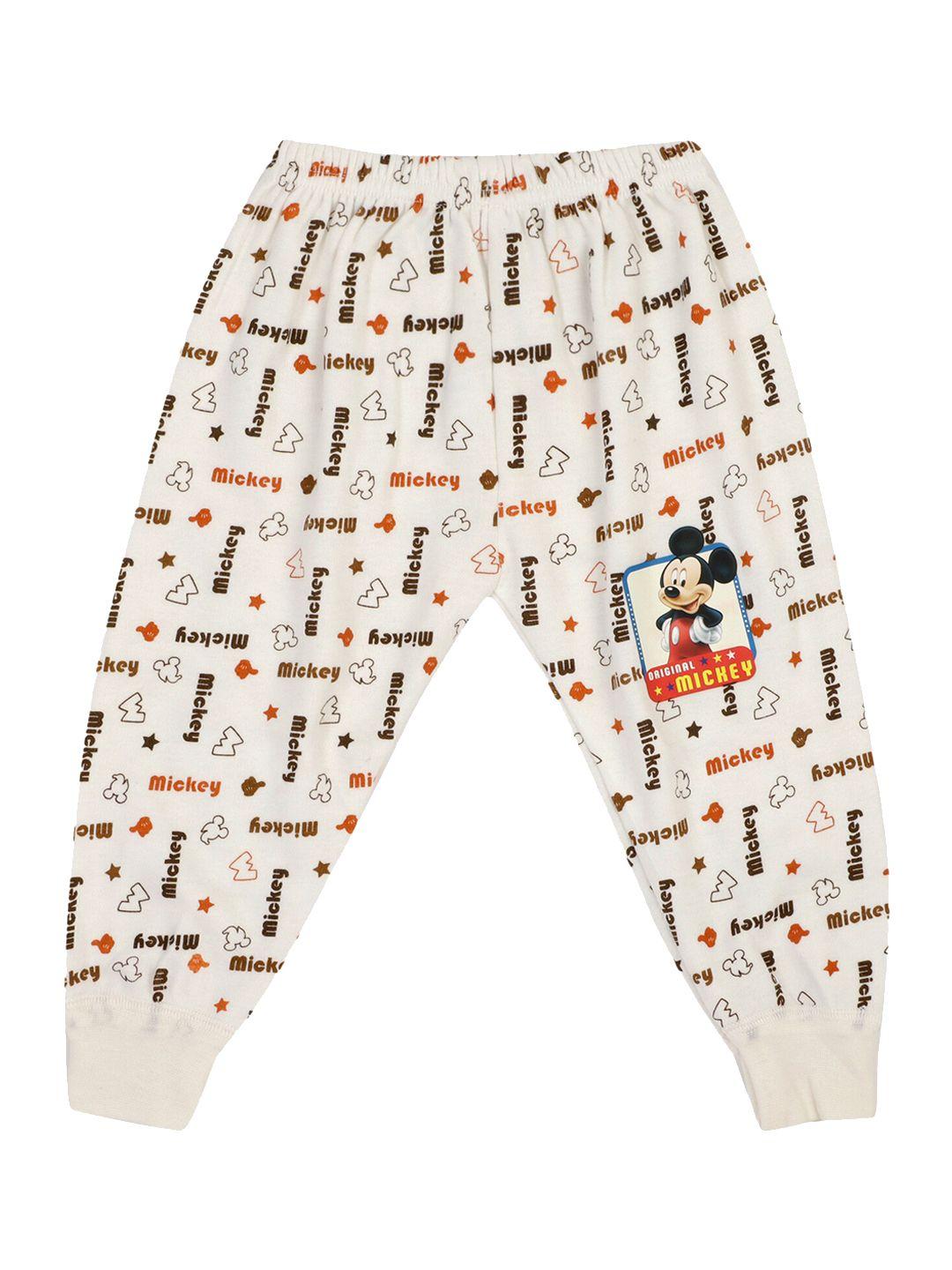 bodycare kids boys off white printed cotton thermal bottoms