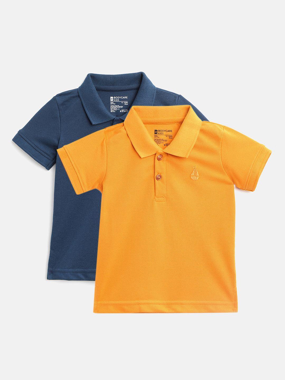 bodycare kids boys pack of 2 solid polo collar t-shirts