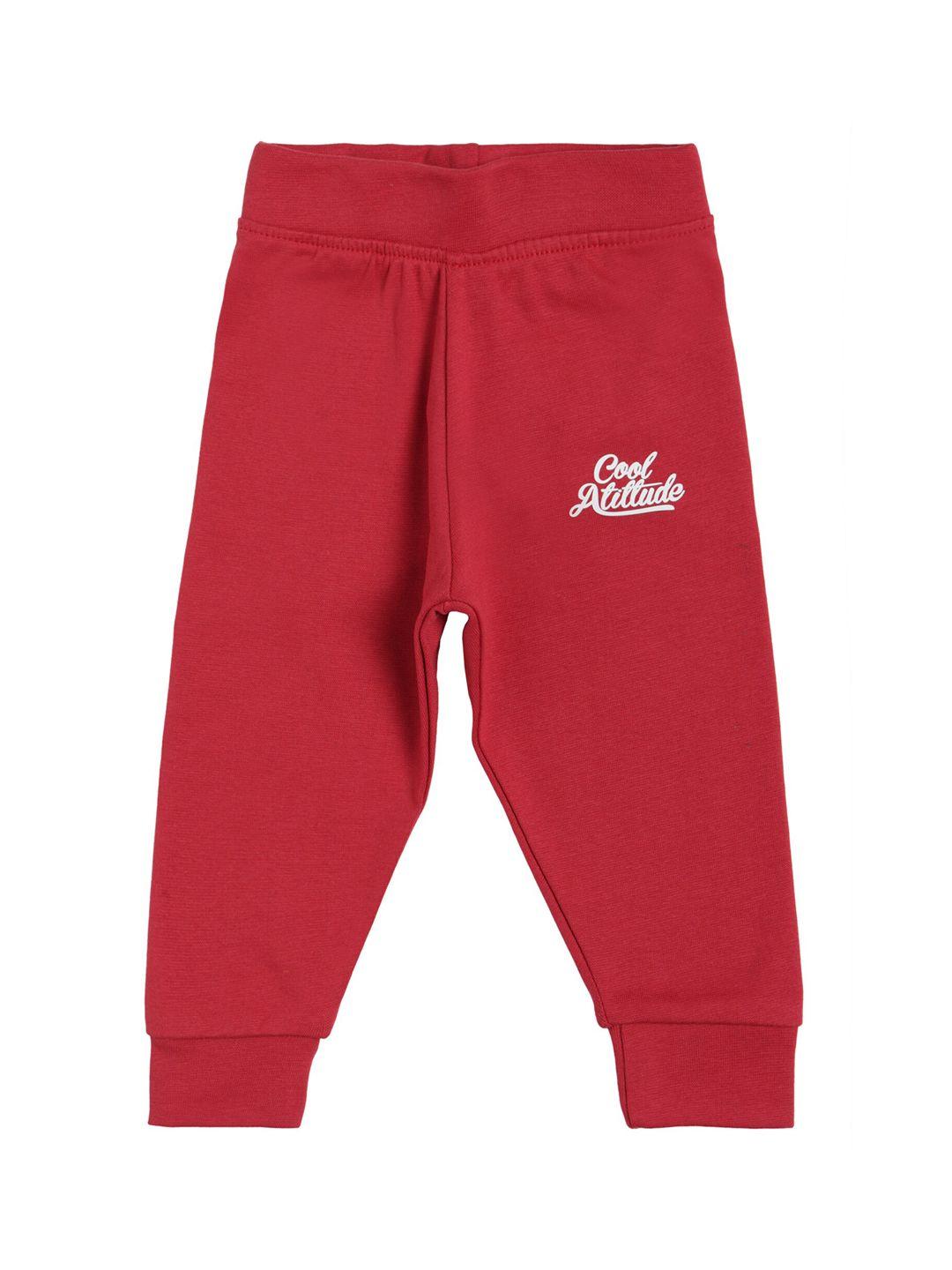 bodycare kids boys red solid cotton track pants