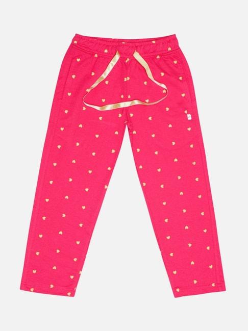 bodycare kids fuchsia pink cotton printed trackpants