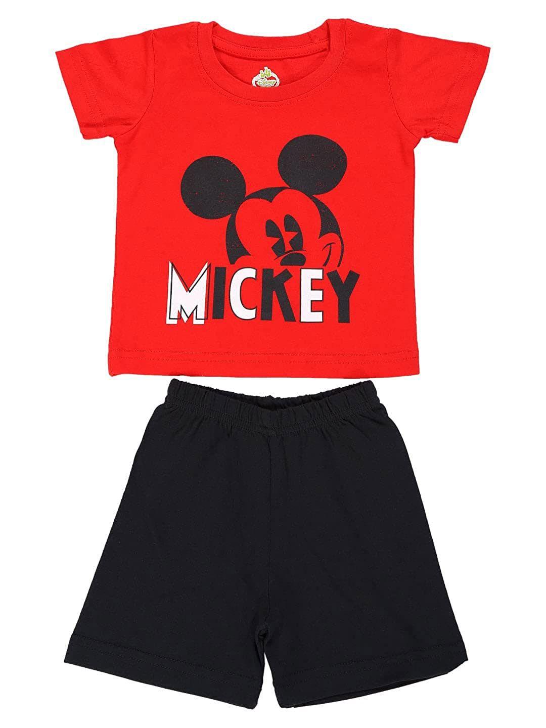 bodycare kids mickey printed cotton t-shirt with shorts set