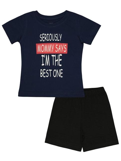 bodycare-kids-navy-&-black-printed-t-shirt-with-shorts