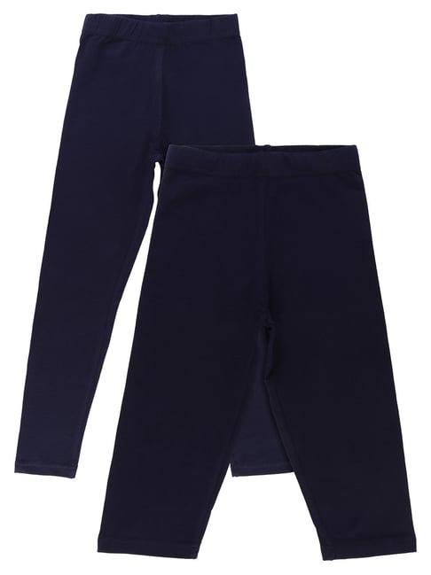bodycare kids navy solid leggings (pack of 2)