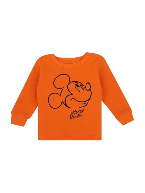 bodycare kids orange cotton printed full sleeves mickey & friends sweatshirt