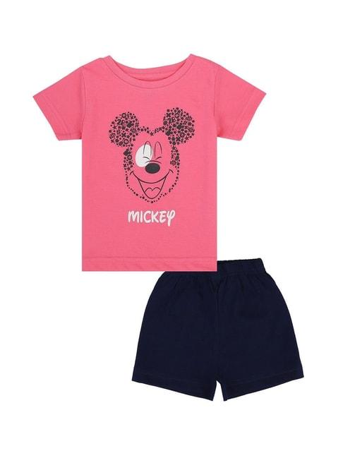 bodycare-kids-pink-&-navy-minnie-&-friends-printed-t-shirt-with-shorts