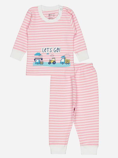 bodycare kids pink printed full sleeves t-shirt with pants