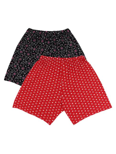 bodycare kids red & black printed shorts (pack of 2)