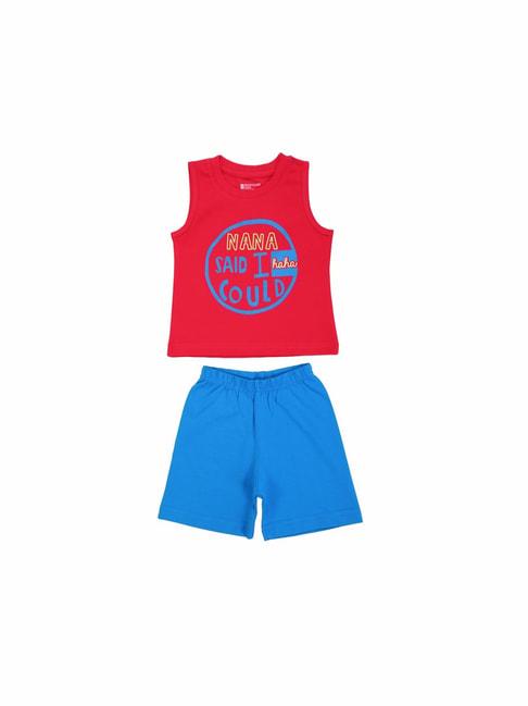 bodycare kids red & blue printed t-shirt with shorts