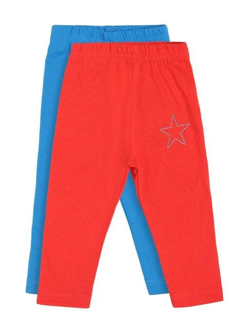 bodycare kids red & royal blue cotton trackpants