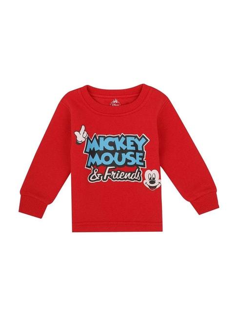 bodycare kids red cotton printed full sleeves mickey & friends sweatshirt