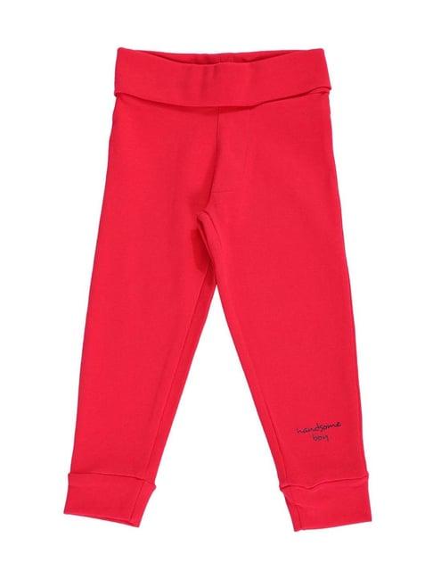 bodycare kids red cotton printed trackpants