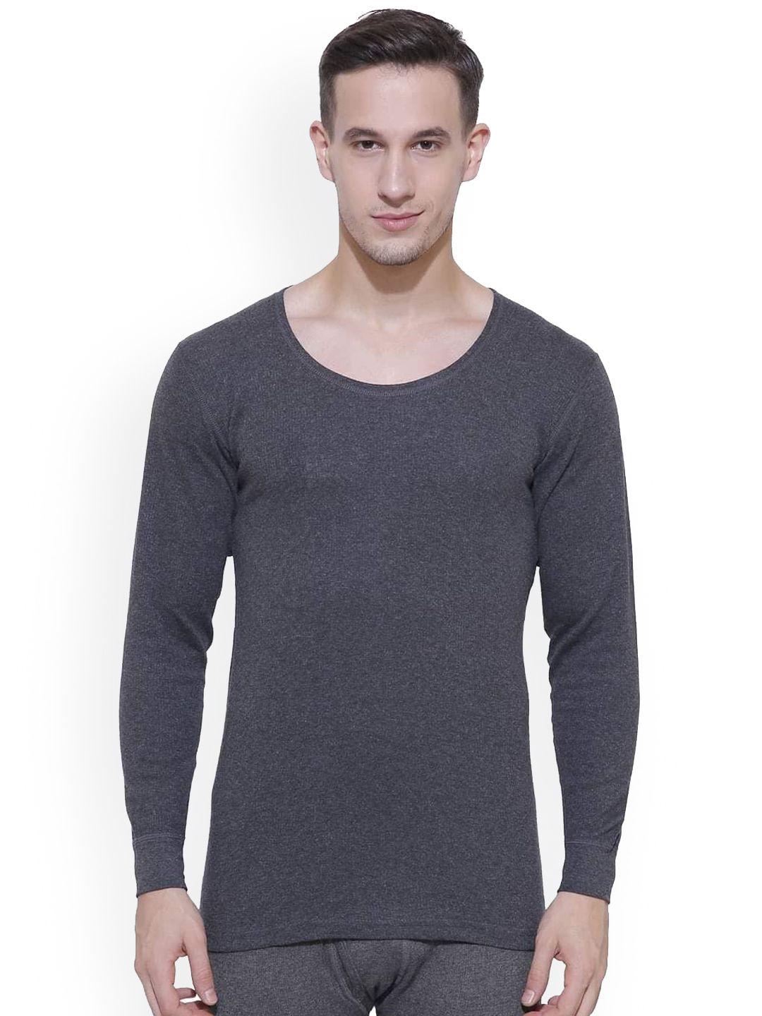 bodycare men charcoal grey solid thermal tops