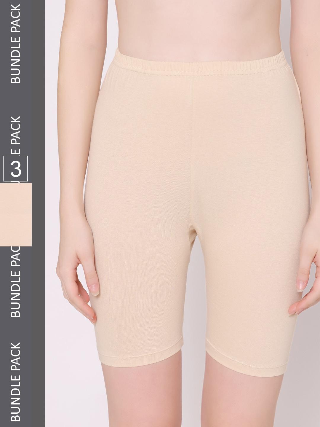 bodycare women cream-coloured skinny fit high-rise cycling sports shorts
