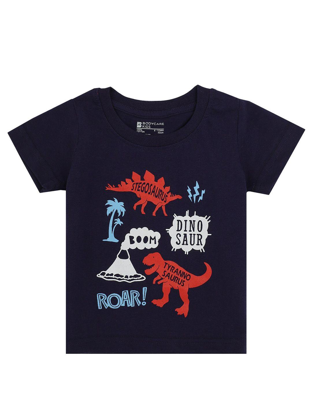 bodycare boys navy blue & red printed t-shirt with shorts