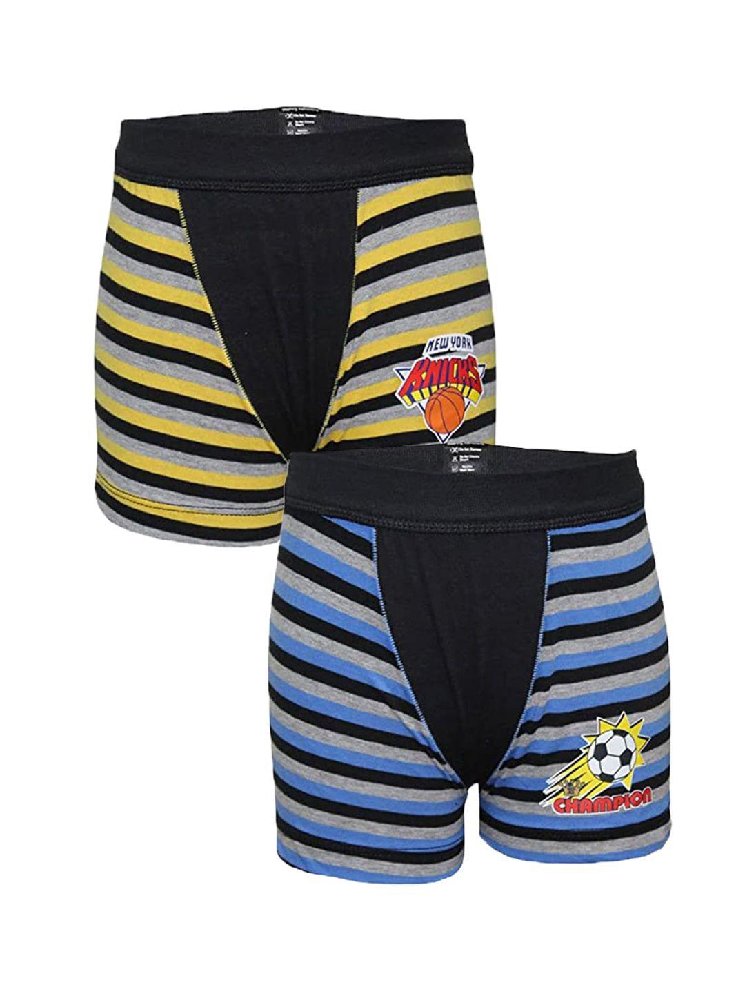 bodycare boys pack of 2 assorted striped pure cotton trunks