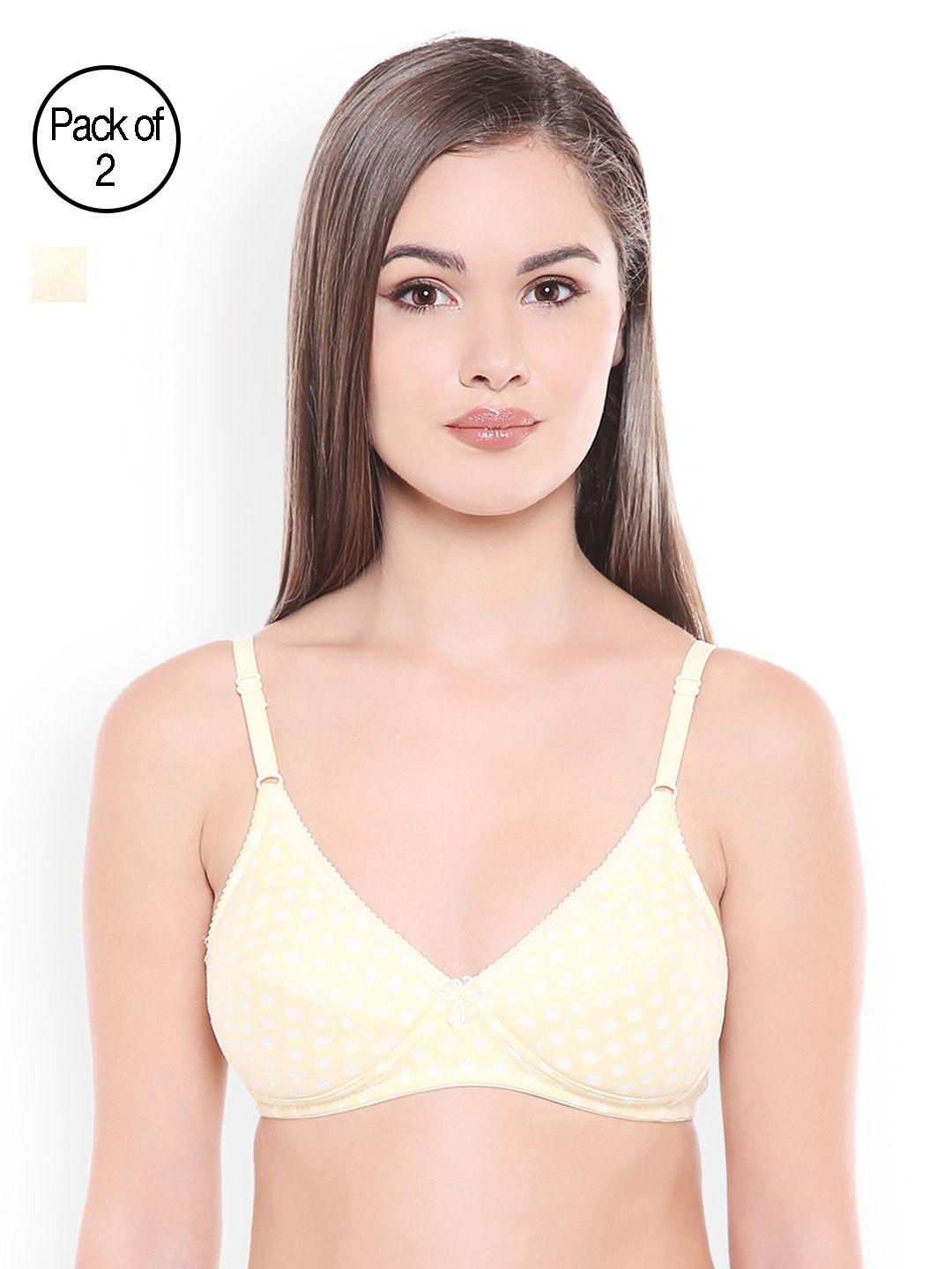 bodycare cream-coloured printed pack of 2 non-wired heavily padded everyday bra e1522lele