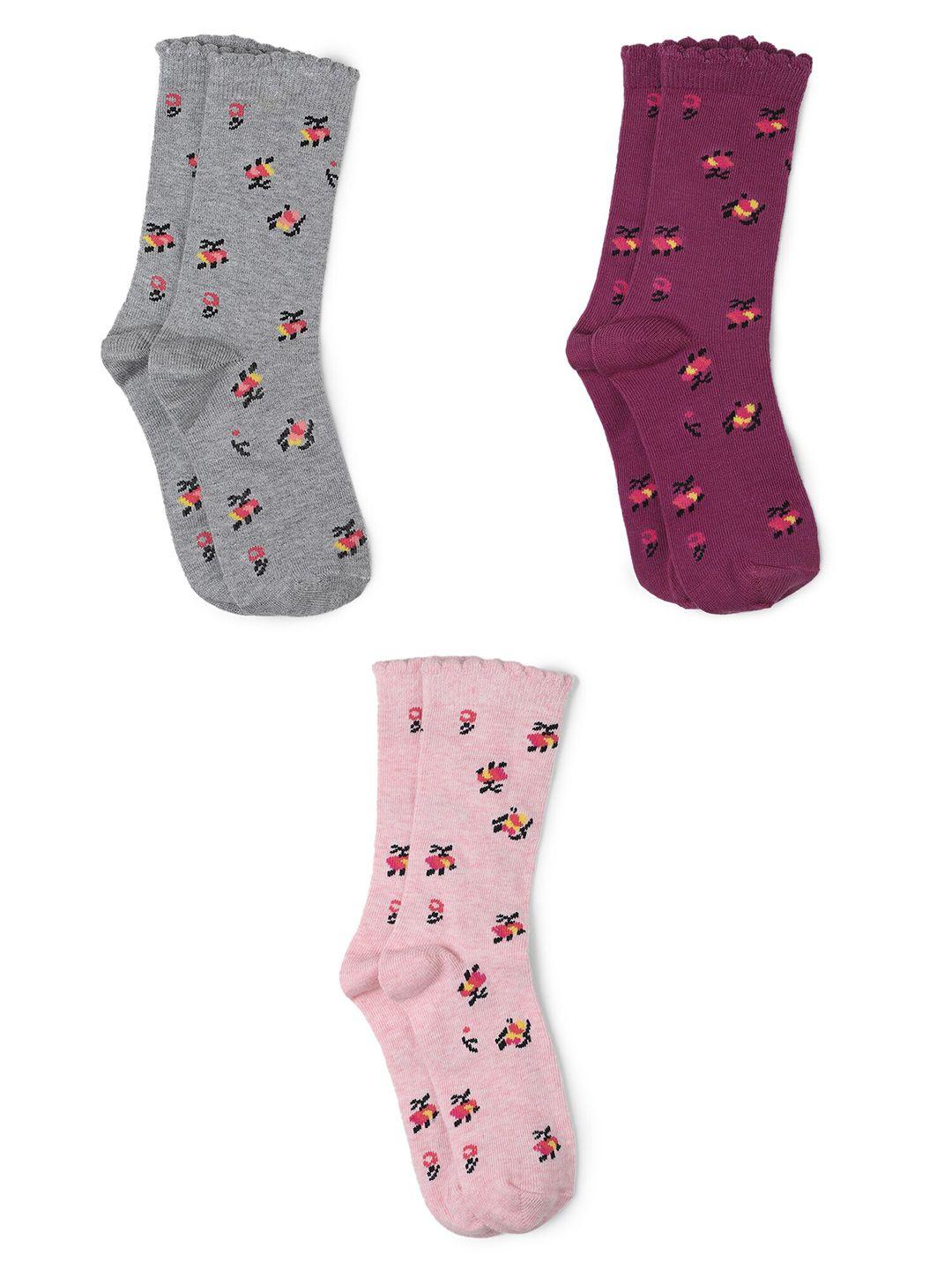 bodycare girls assorted pack of 3 pairs of calf-length socks