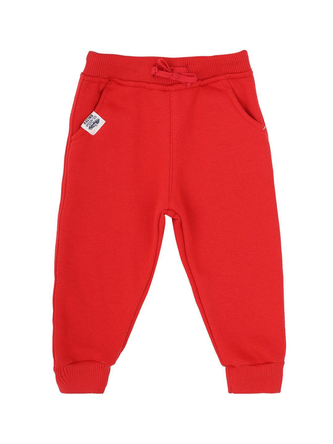 bodycare infant boys red solid cotton regular fit joggers