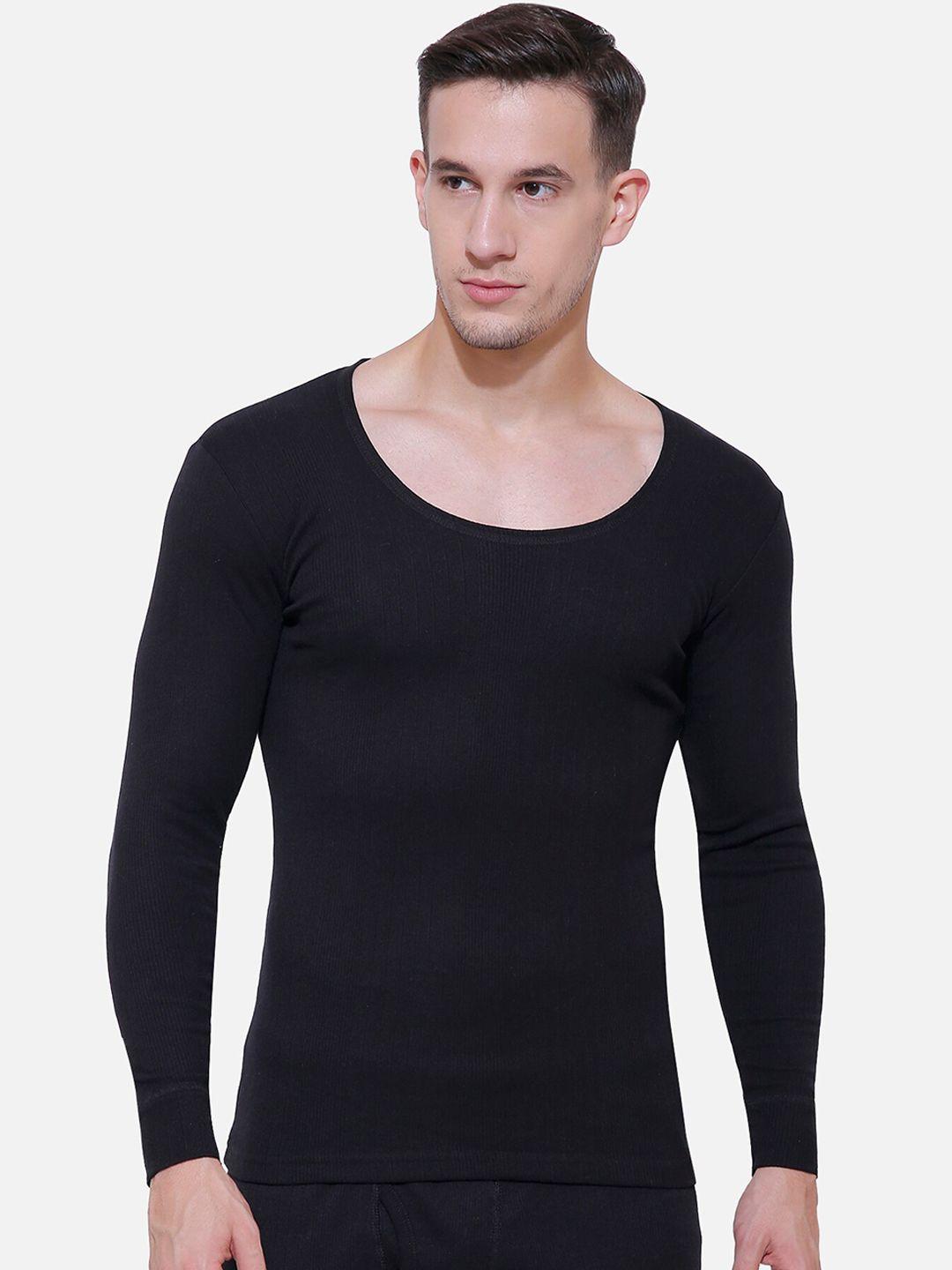 bodycare insider men black striped slim-fit thermal t-shirt