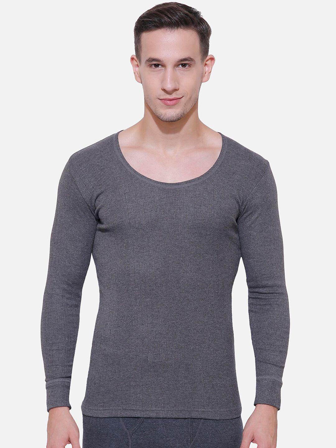 bodycare insider men charcoal grey solid slim-fit thermal t-shirt