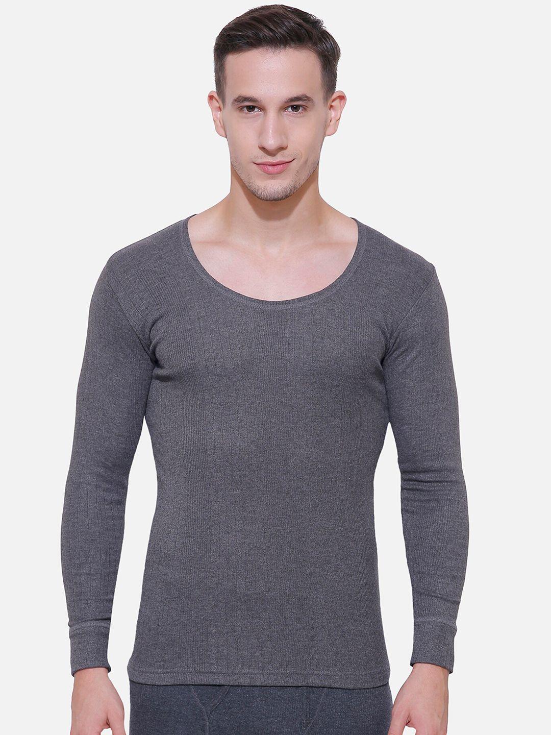 bodycare insider men charcoal grey solid slim-fit thermal t-shirt