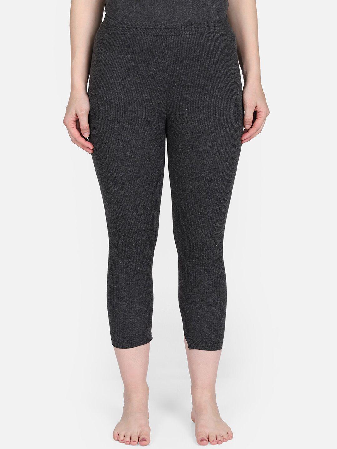 bodycare insider women charcoal-grey solid thermal bottoms