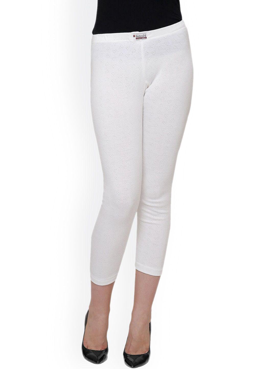 bodycare insider women white solid cotton thermal bottoms