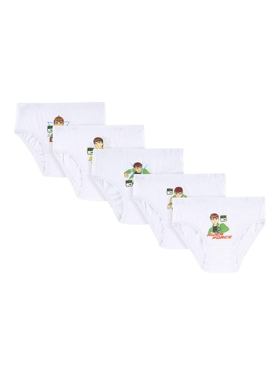 bodycare kids  boys pack of 5 white printed cotton basic briefs