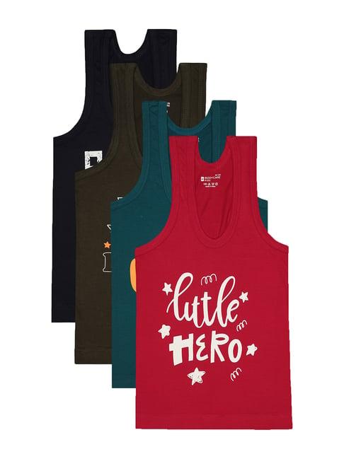 bodycare kids assorted printed vest (pack of 4)