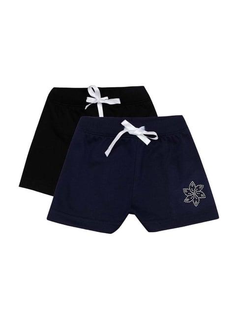 bodycare kids black & navy cotton printed shorts (pack of 2)