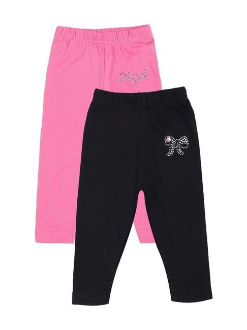 bodycare kids black & pink cotton trackpants