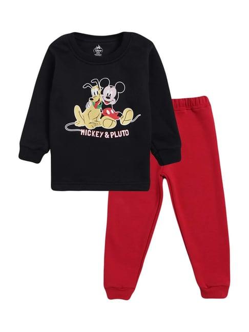 bodycare kids black & red cotton printed clothing set