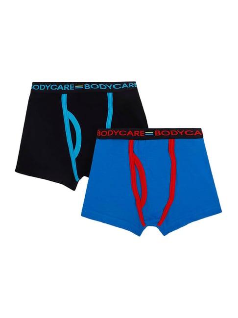 bodycare kids black & royal blue solid trunks (pack of 2)