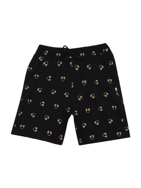 bodycare kids black cotton printed shorts (antiviral collection)