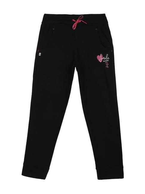 bodycare kids black cotton printed trackpants (antiviral collection)