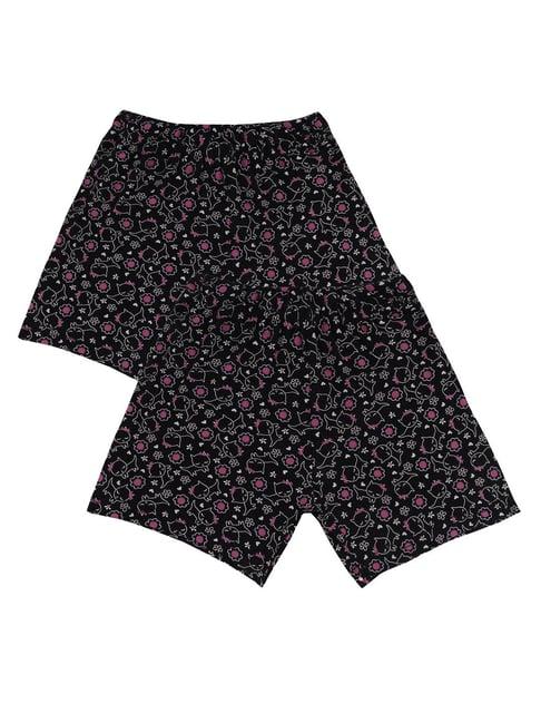 bodycare kids black printed shorts (pack of 2)