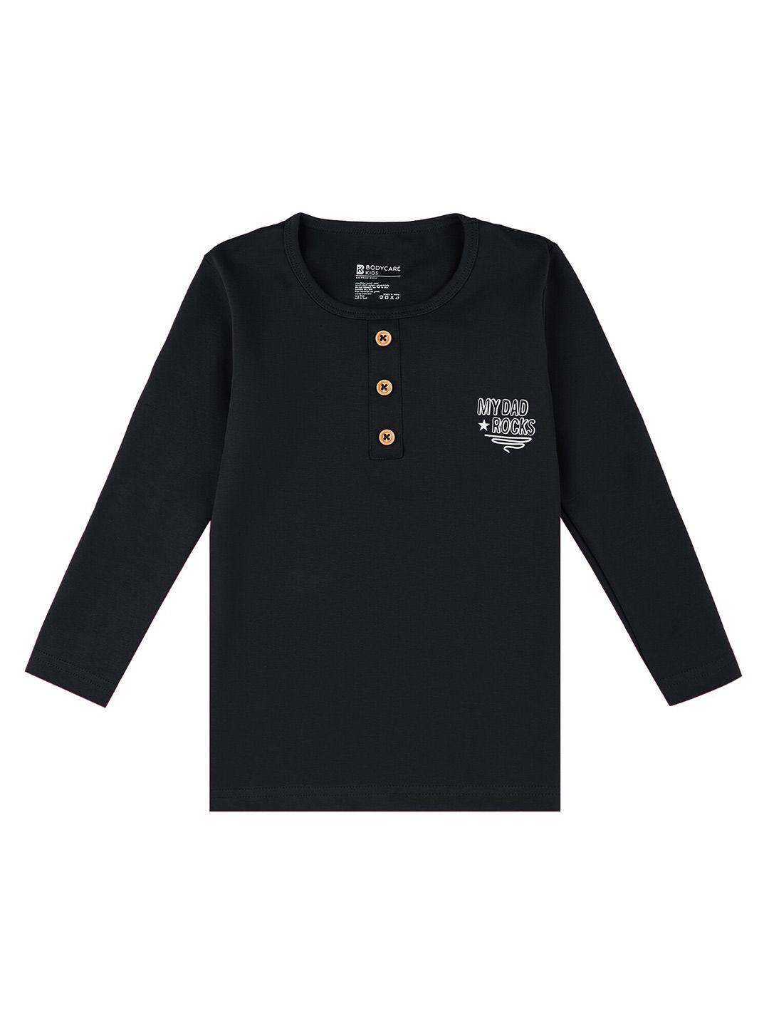 bodycare kids boys black henley neck t-shirt