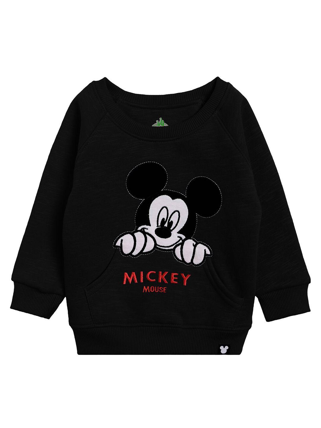 bodycare kids boys black mickey mouse printed cotton sweatshirt