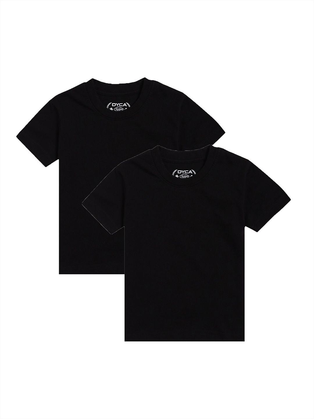 bodycare kids boys black solid pack of 2 t-shirts