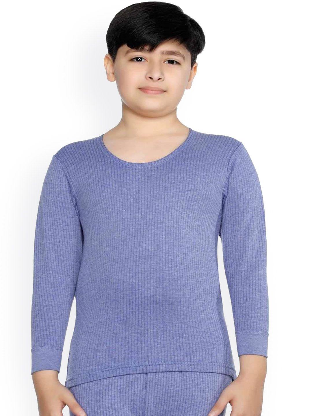 bodycare kids boys blue solid cotton thermal tops